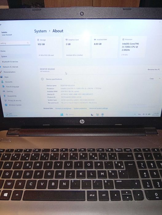 HP лаптоп 1TB 8GB.ram
