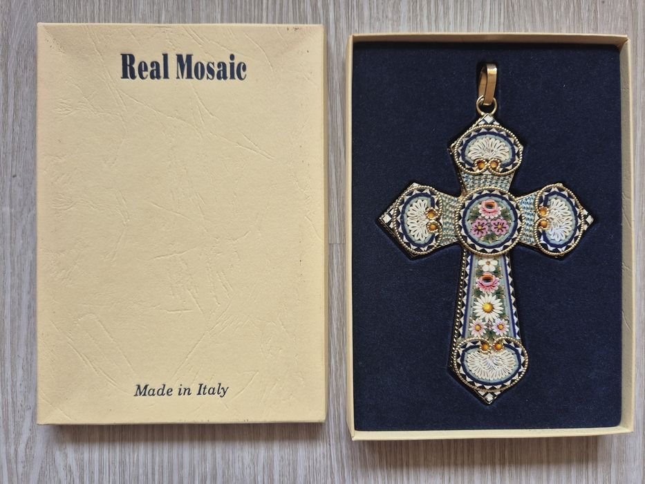 Италиански кръст от микромозайка – ръчна изработка, 15 см