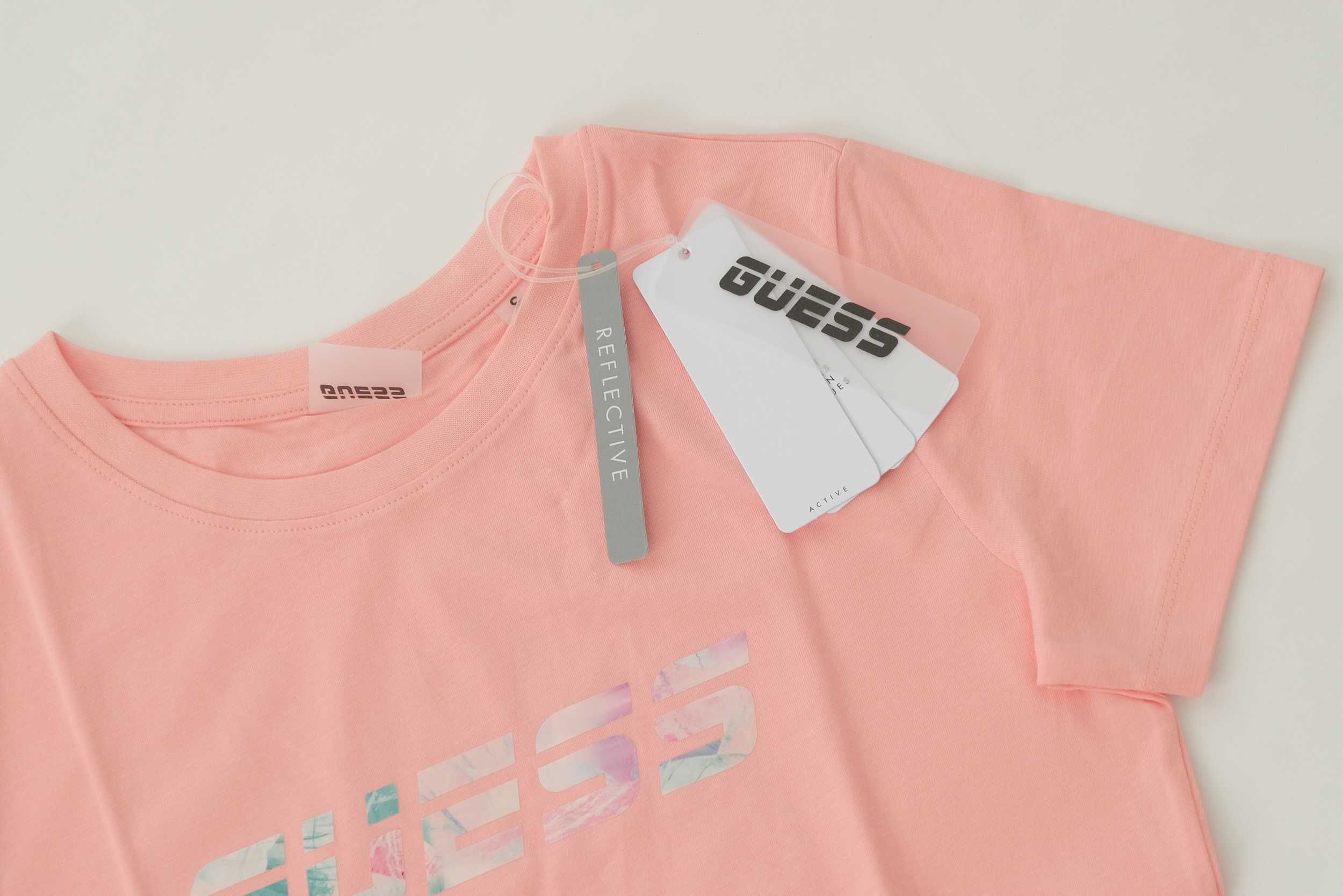 ПРОМО GUESS XS/S/M-Оригинална розова дамска тениска с надпис