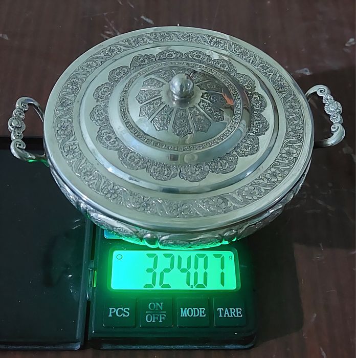 Сахарница серебро 84 пробы вес 324 грамм. Старая Персия Иран. Ляпота.