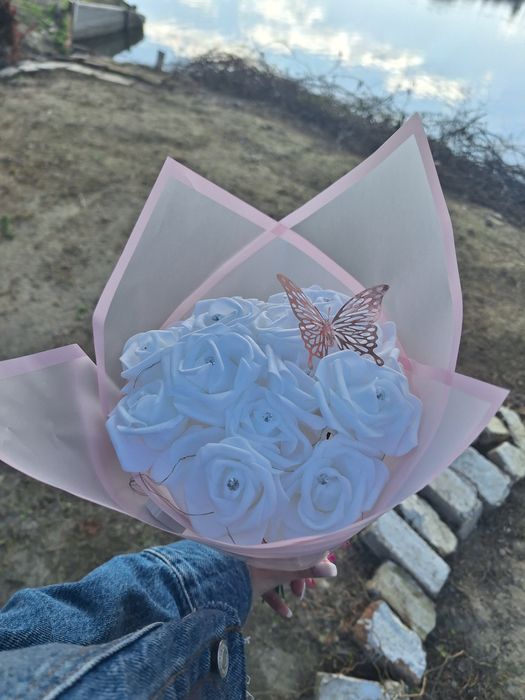 Buchet de flori din plastic, tort copii