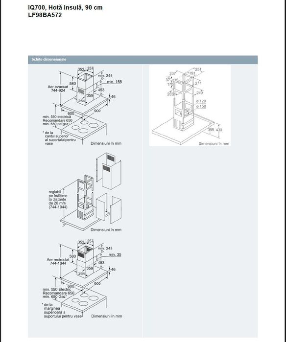 SIEMENS iQ700, Hotă insulă, 90 cm, LF98BA572, noua, nefolosita!