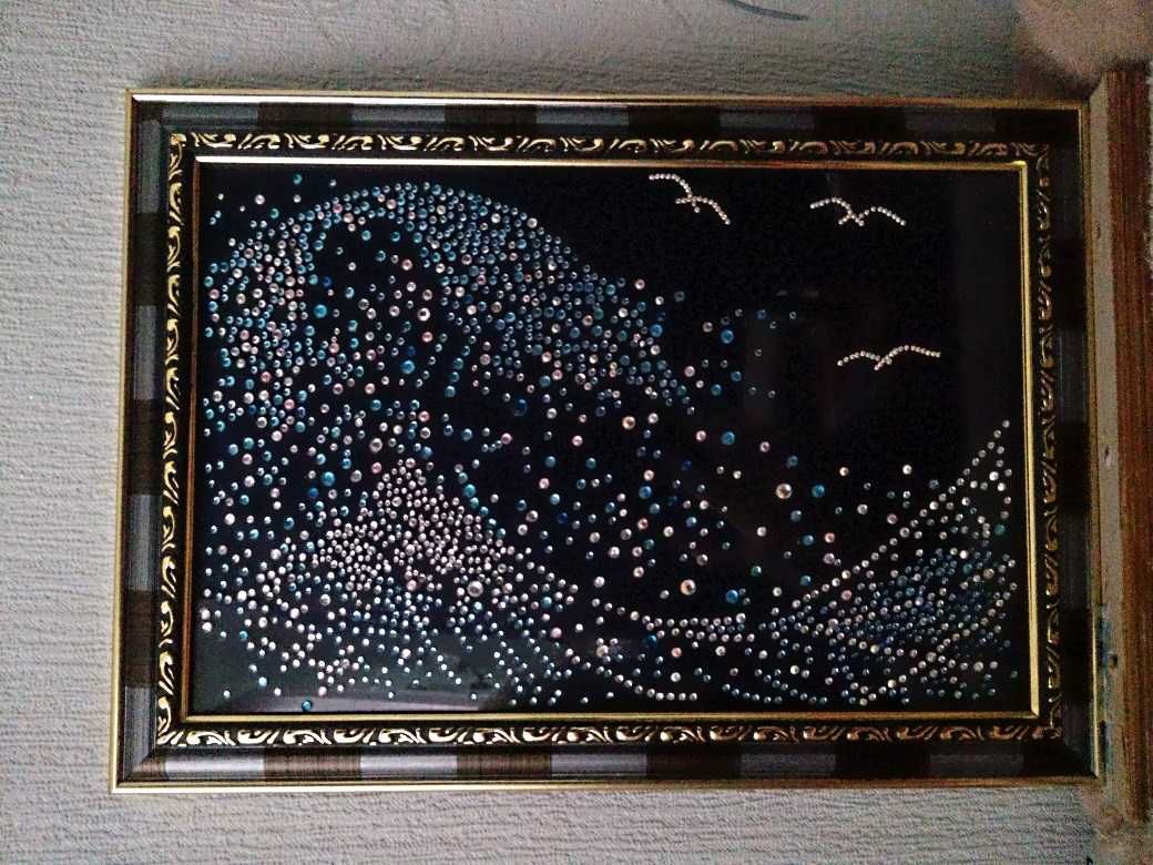 Картина "ВОЛНА"  мозаика по стеклу