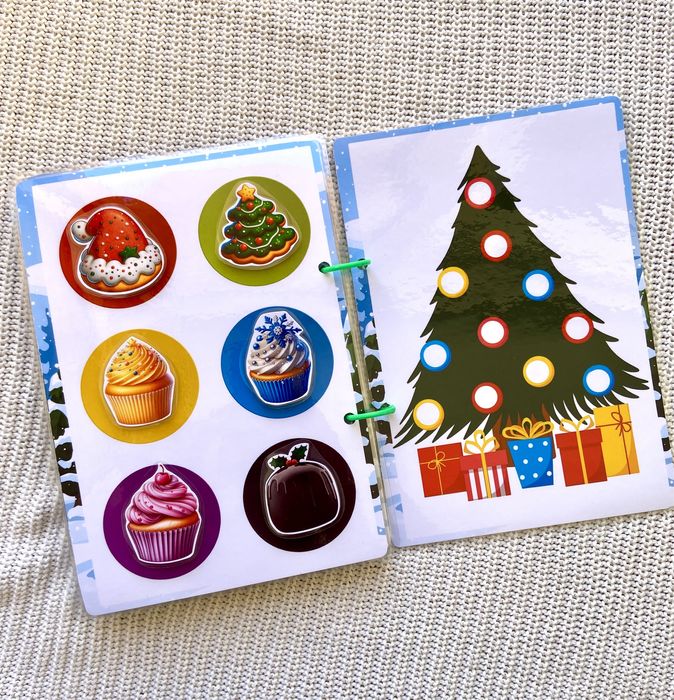 Коледна развиваща книга-играчка с велкро