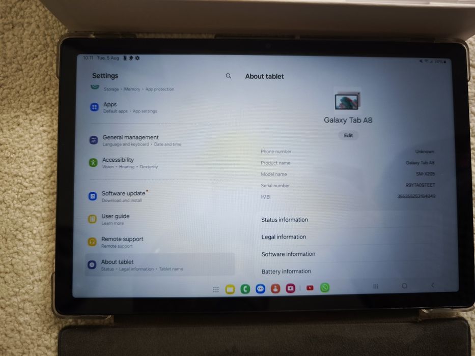 Tabletă Samsung Galaxy Tab A8 – model SM-X205 (4G LTE + Wi-Fi)