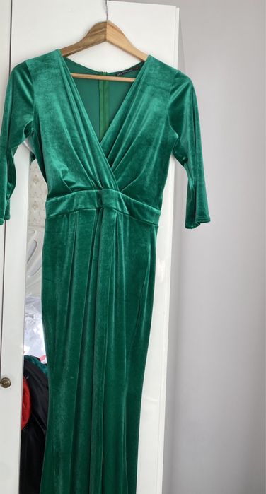 Rochie catifea lunga verde