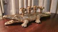 Внушителен!:) Грамаден качествен крокодил– свещник, Италия, 50см
