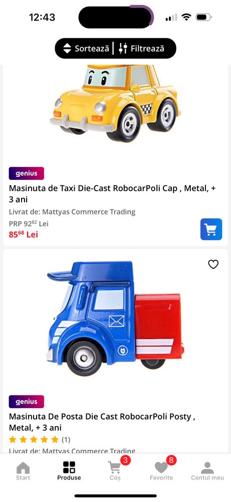 Roborar poli set complet cu masinute metalice!