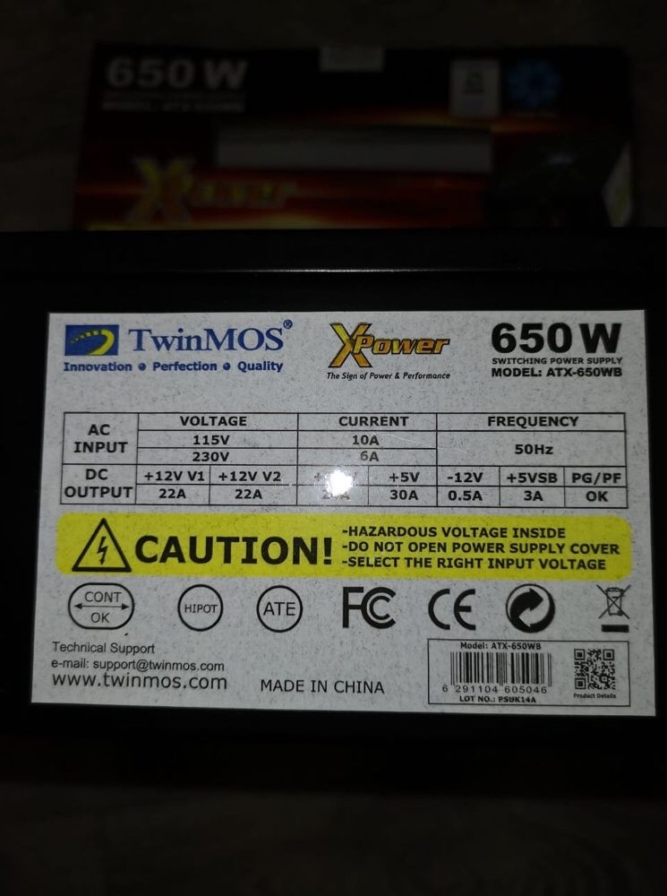 Продаю блок питание новый Xpower 650W