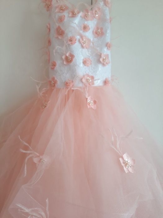 Rochie petrecere roz organza florale