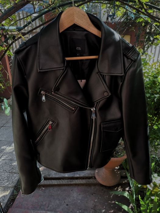 Geaca Biker River Island cu eticheta