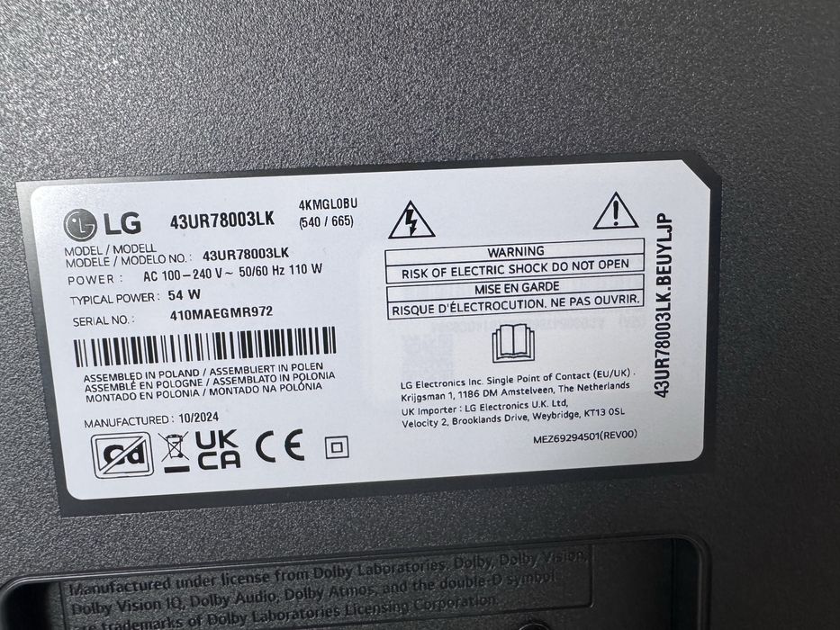 Televizor LED Smart LG 43UR78003LK