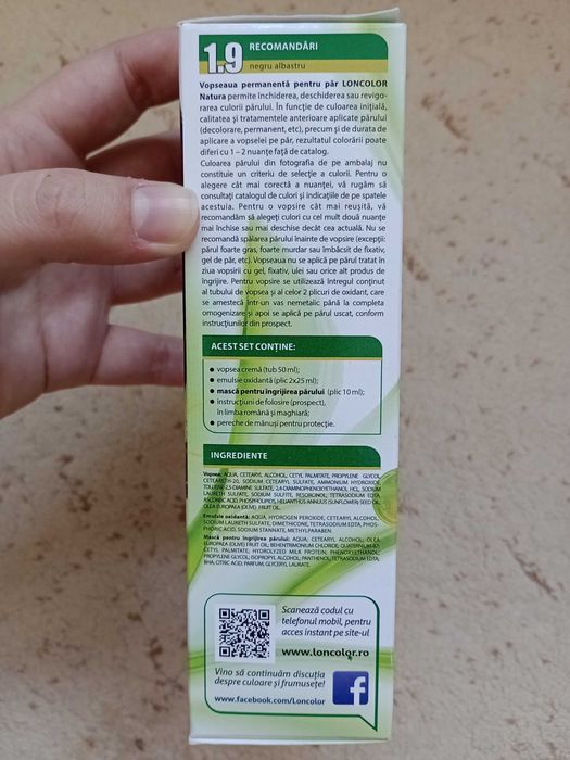 Vopsea de păr Loncolor Natura 1.9