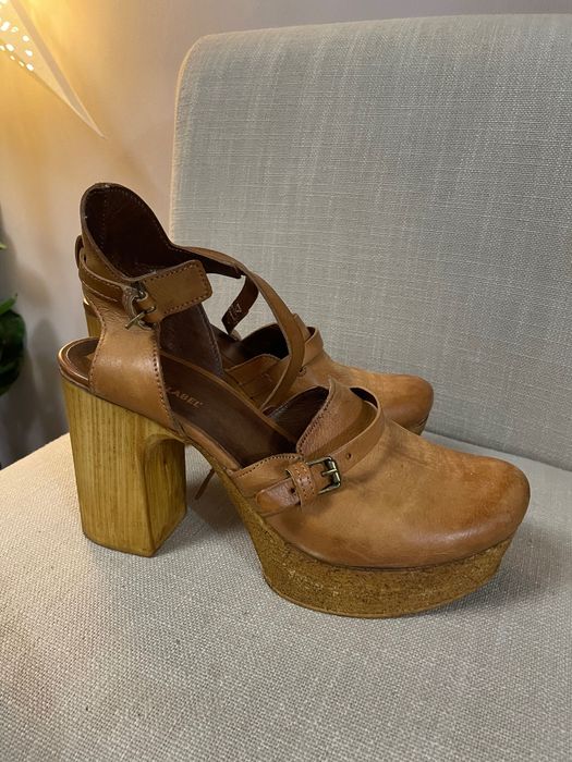 Pantofi funky toc gros, platforma, piele dama 39