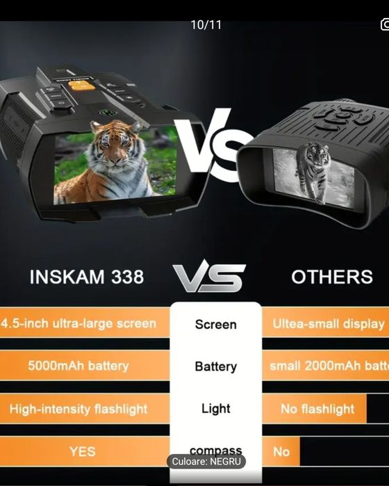 Binoclu night vision zoom 10x digital acumulator 5000Ah, usb.