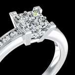 Inel Teilor Princess cut cu 26 diamante aur alb de 18K cu 26 diamante