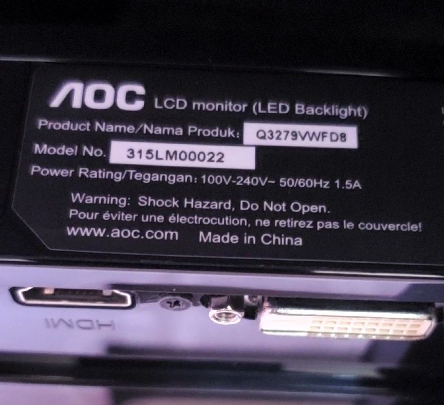 Монитор: AOC 31.5'' - 1440p/75Hz/IPS