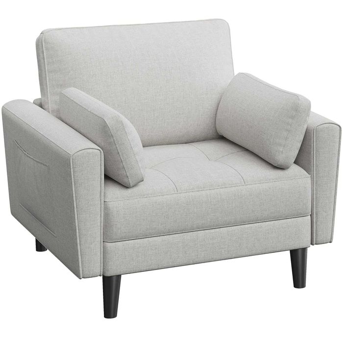 Fotoliu modern cu perne laterale și buzunare laterale |S 614586 Griege