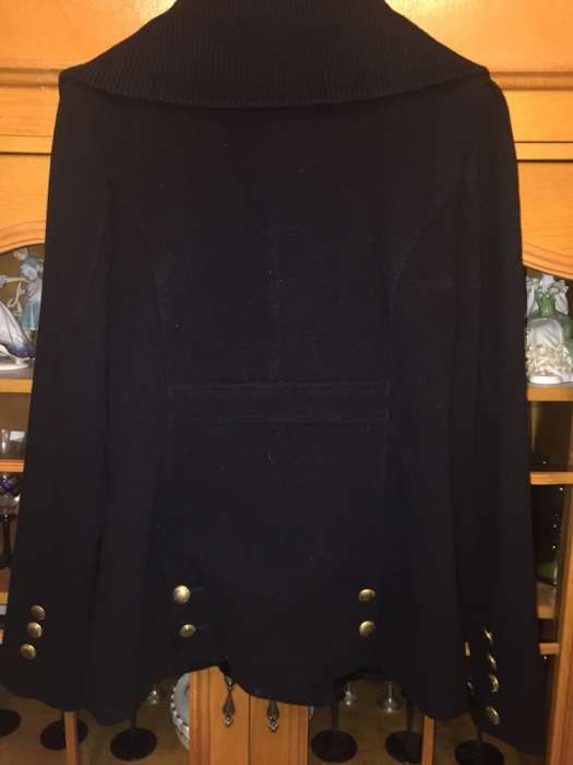 Palton army negru din stofa cu nasturi metalici de bronz