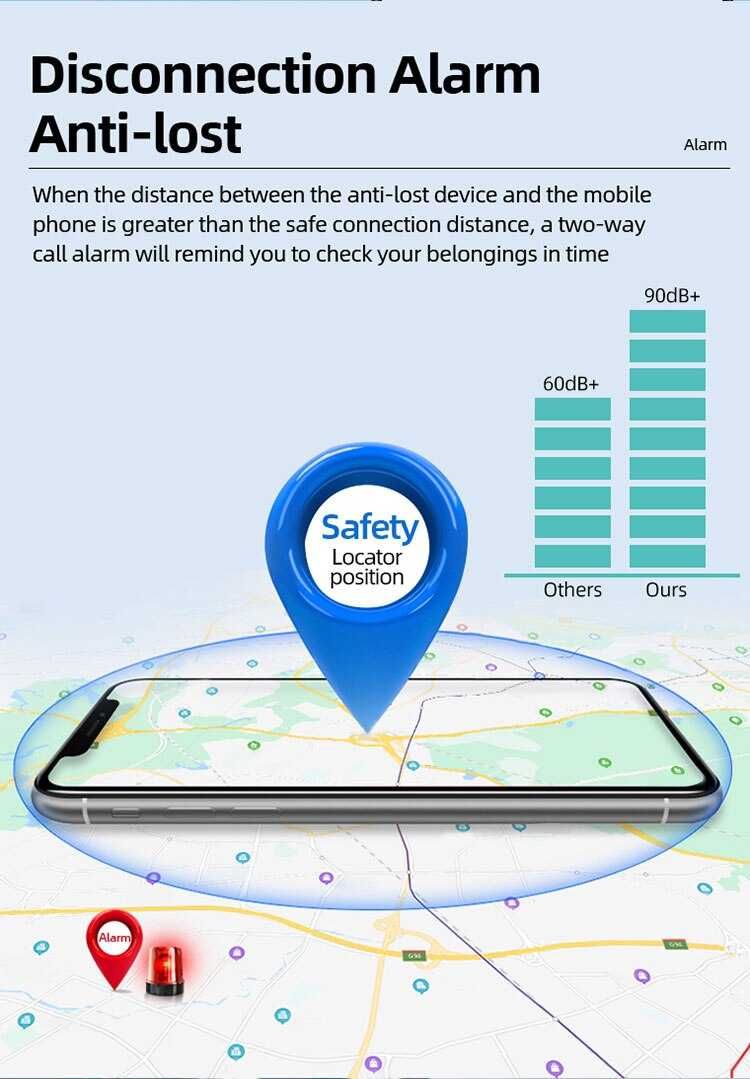 Mini dispozitiv anti pierdere GPS compatibil Apple/Android