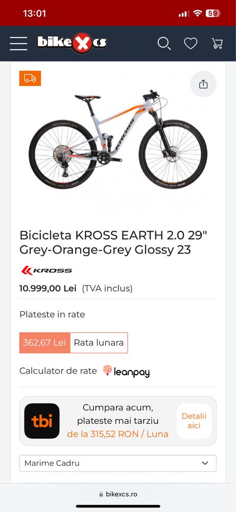 Kross Earth 2.0 foarte putin folosita , in garantie