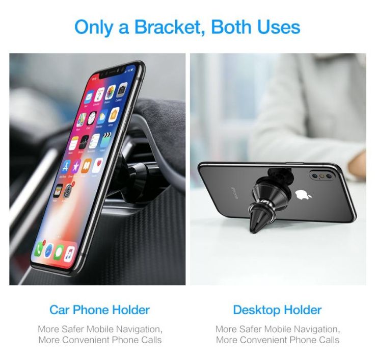 Suport auto magnetic prindere in grila telefon Samsung iPhone Huawei