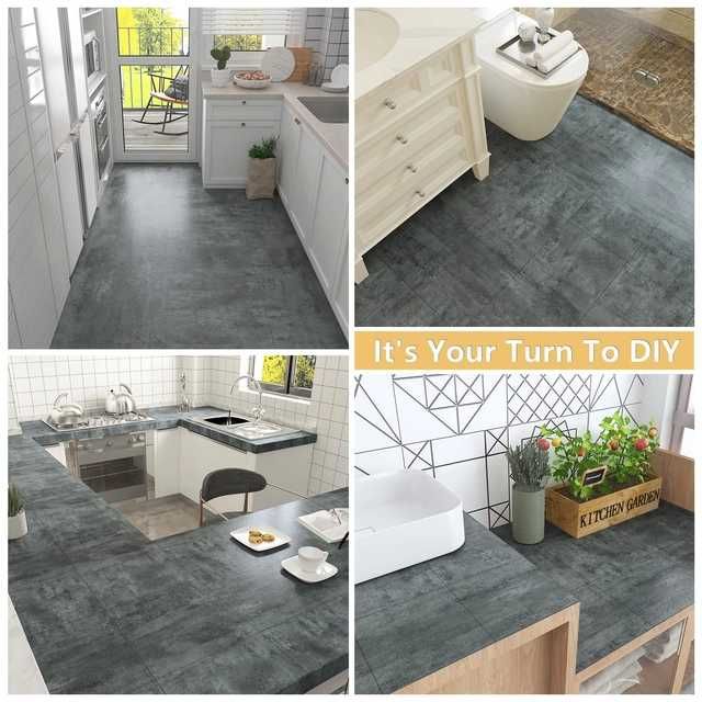 VEELIKE Pardoseală autoadeziva din PVC, Aspect Beton