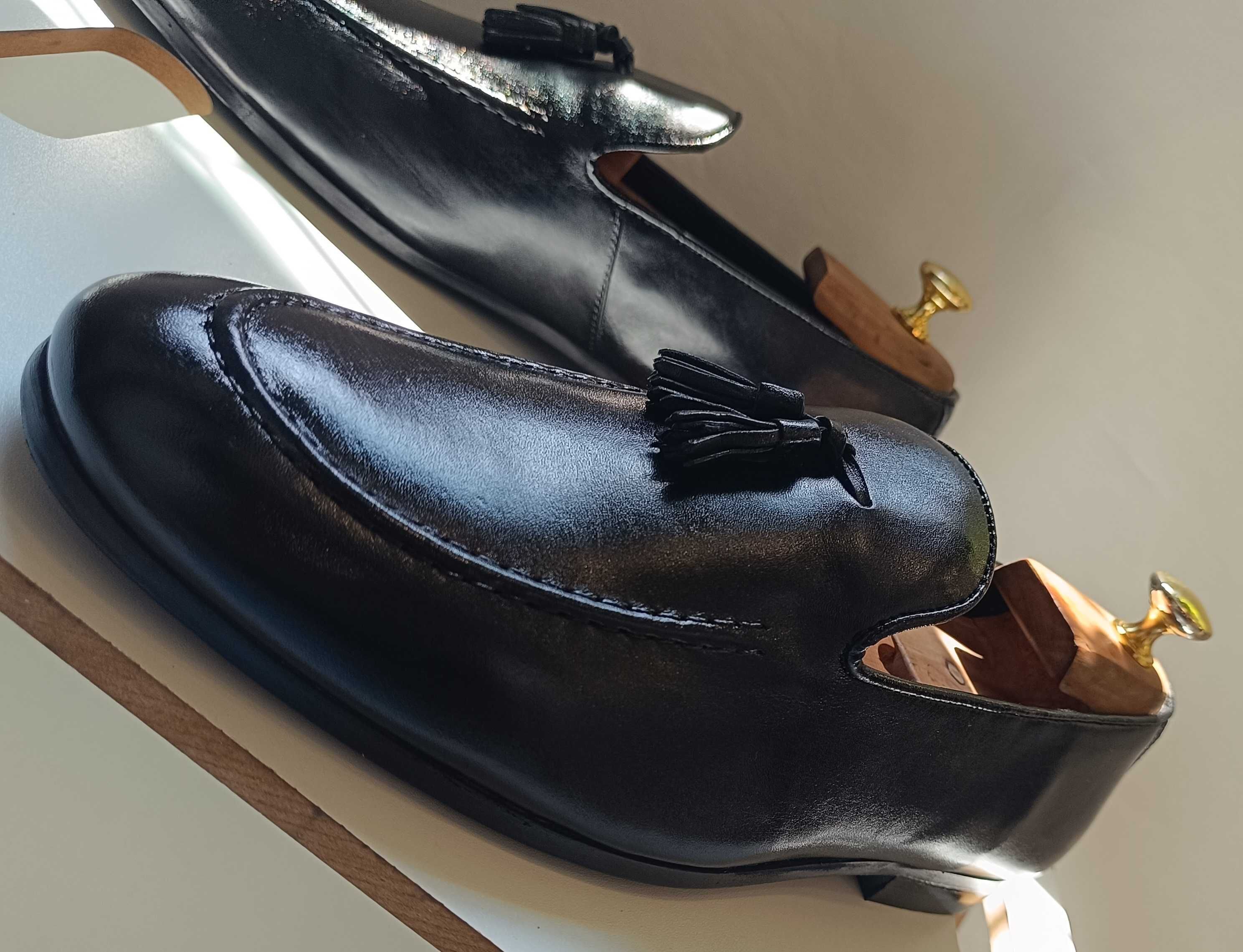 Pantofi loafer 43 premium tassel Walk London NOI piele naturala moale