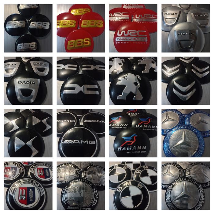 Embleme aluminiu autoadezive - set 4 stikere pentru capace jante aliaj