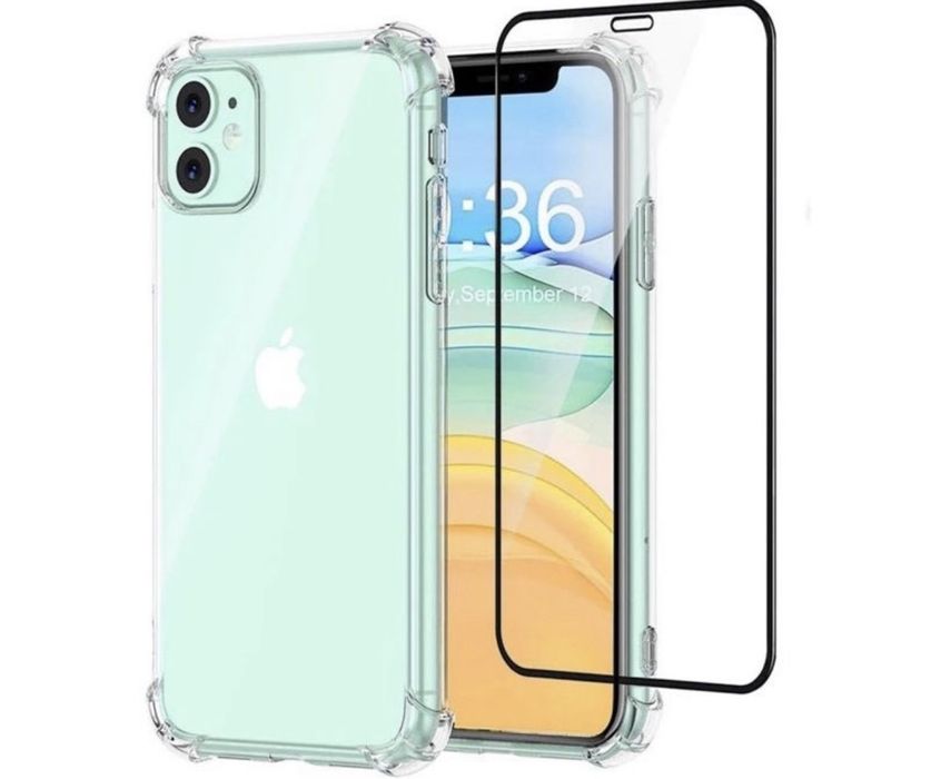 Husa Anti Soc Crystal Clear si Folie Sticla Iphone 12/13/14/15/16 PRO