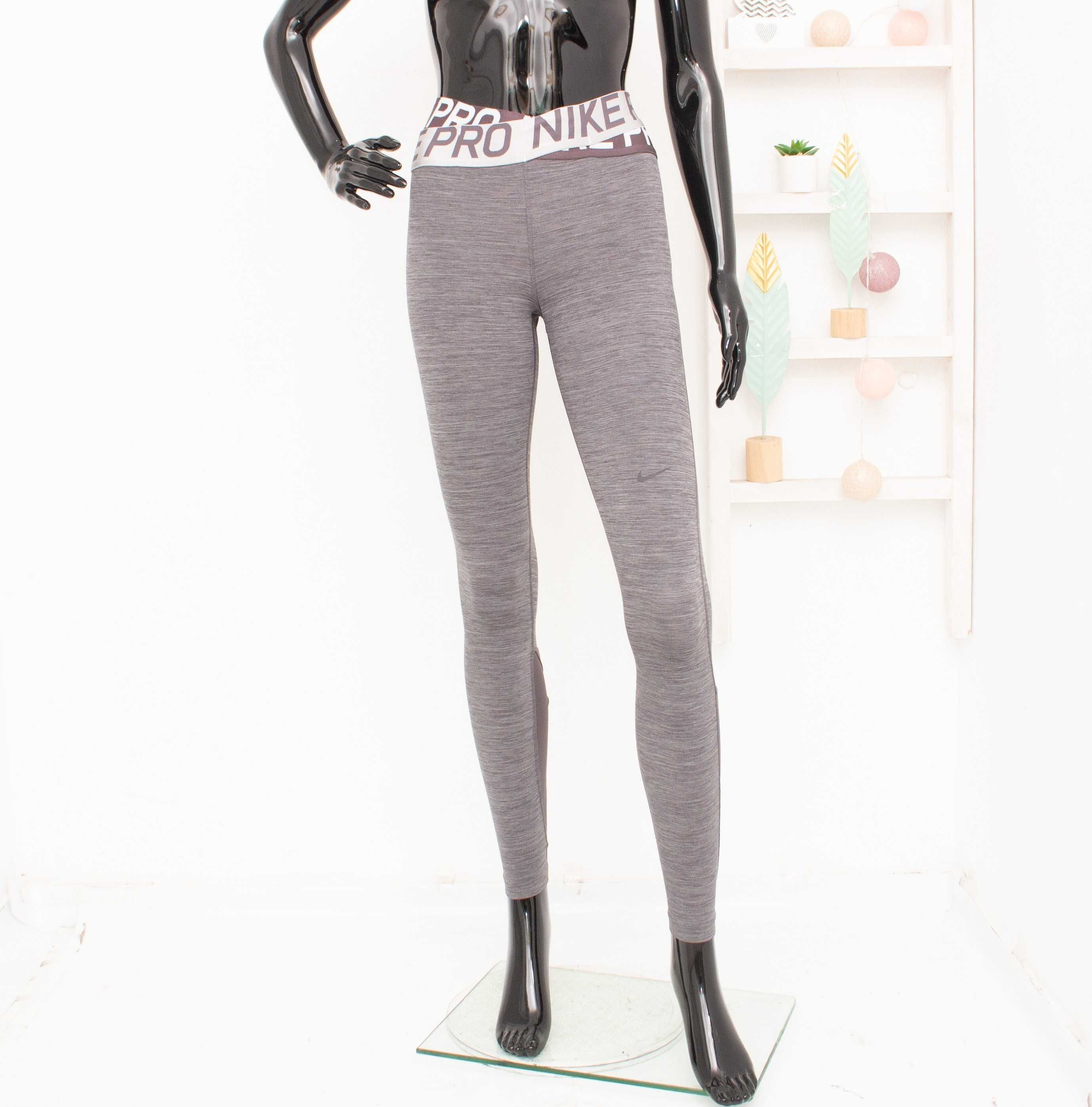 Nike Pro Оригинален дамски клин сив дълъг с мрежа S