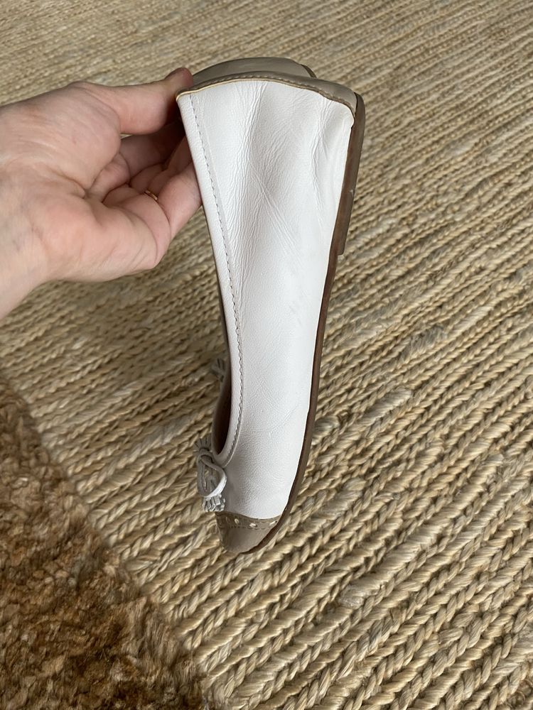 Balerini albi din piele, LORI, marime 36