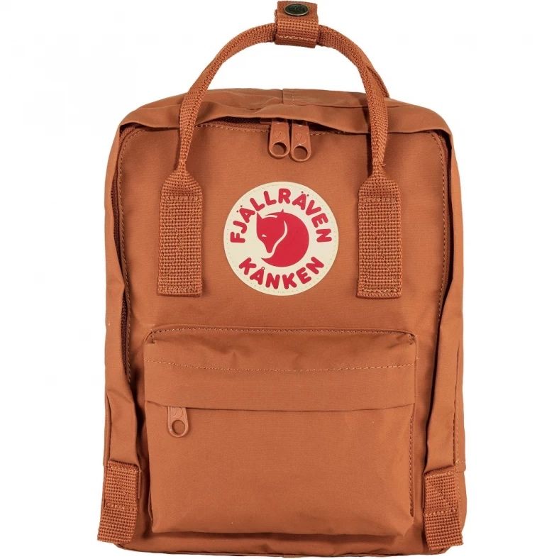 Раница Fjall Raven - Kanken Mini, в цвят Terracotta Brown с розови дръ