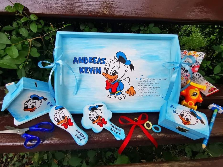 Tava moț / set taviță moț /  tavita turta personalizată pictată