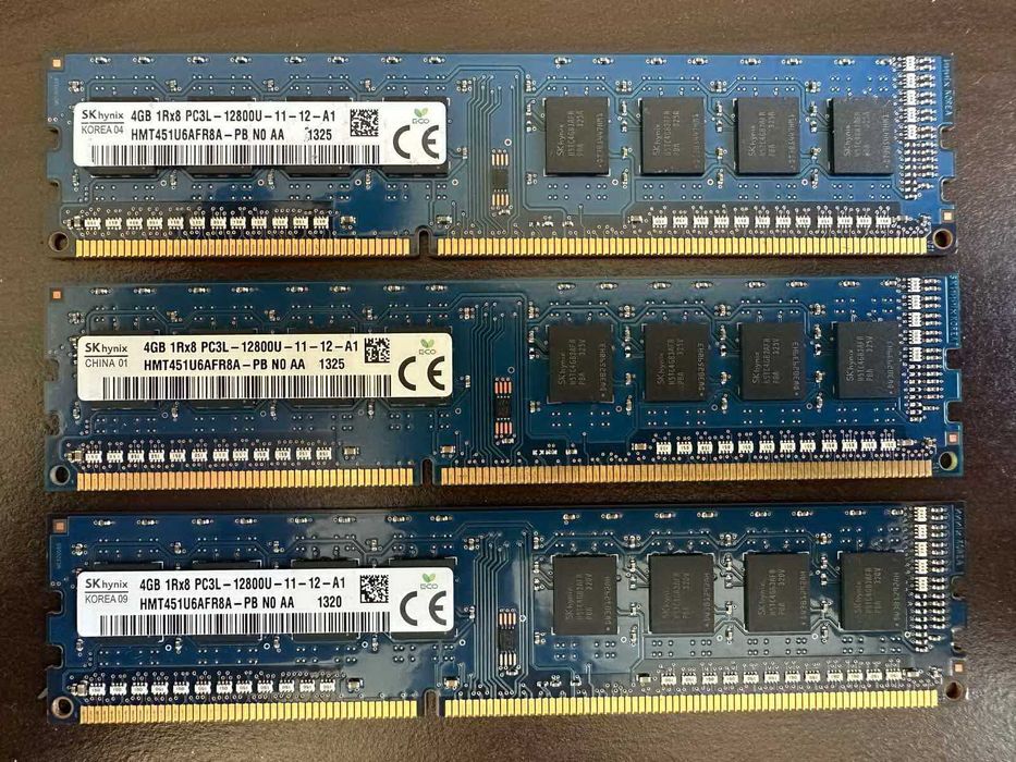 DDR 3 памет SKhynix 3x4GB 1Rx8 PC3L-12800U HMT451U6AFR8A-PB NO AA