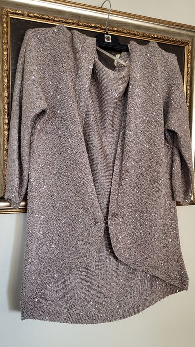 Cardigan Mango bej cu paiete