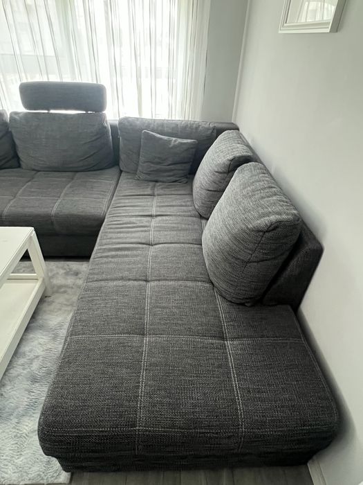 Тъмносив ъглов диван
