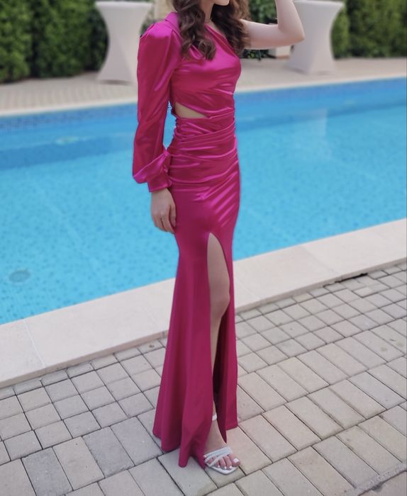 Rochie lunga de seara, culoare magenta