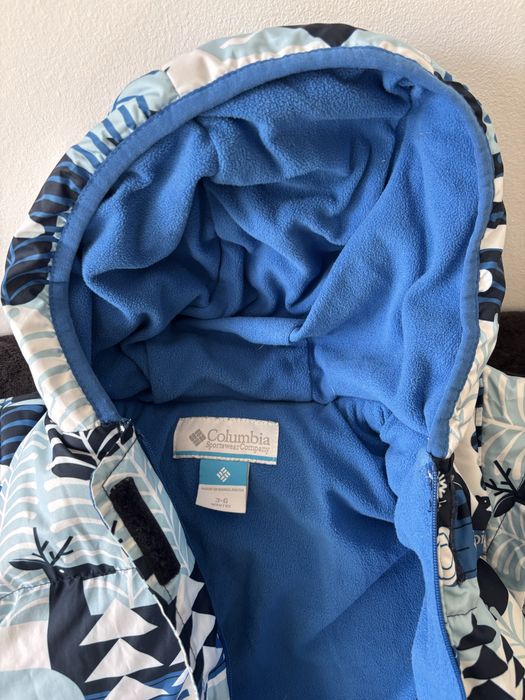 Costum Columbia cu puf gasca, bebe 0-6 luni, 68 cm, Foarte Buna