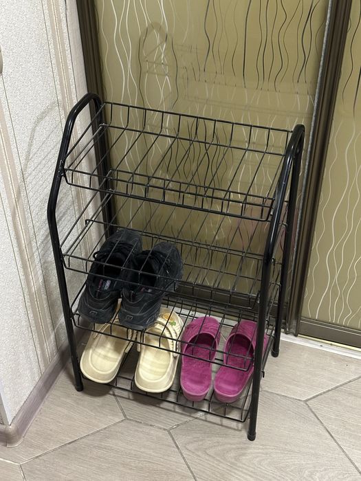 Металлическая обувница для прихожей, вместительная, черная, минимализм