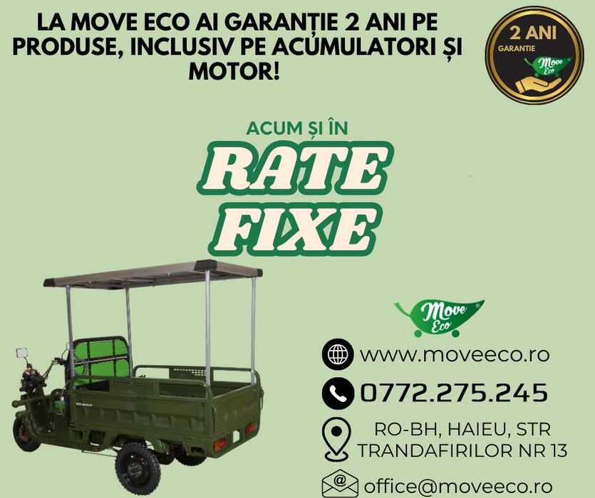 Triciclu omologat fabricat in RO/ in rate fara dobanda/ garantie 2 ANI