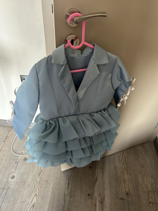 Рокля за момиче савойско синьо