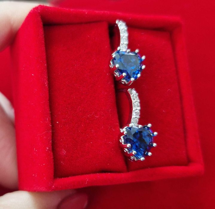 GP76, cercei placati cu aur alb 18k,incuietoare sigura,zirconiu inima