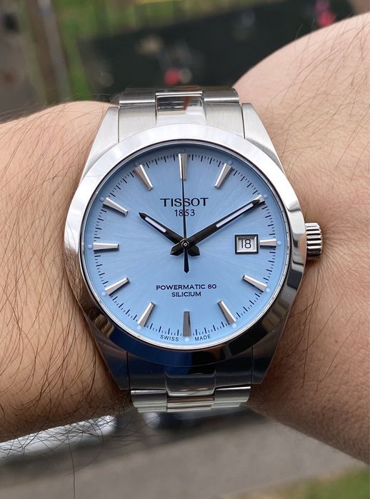 мужские часы Tissot Gentleman 40mm POWERMATIC80 Silicium Ice Blue dial