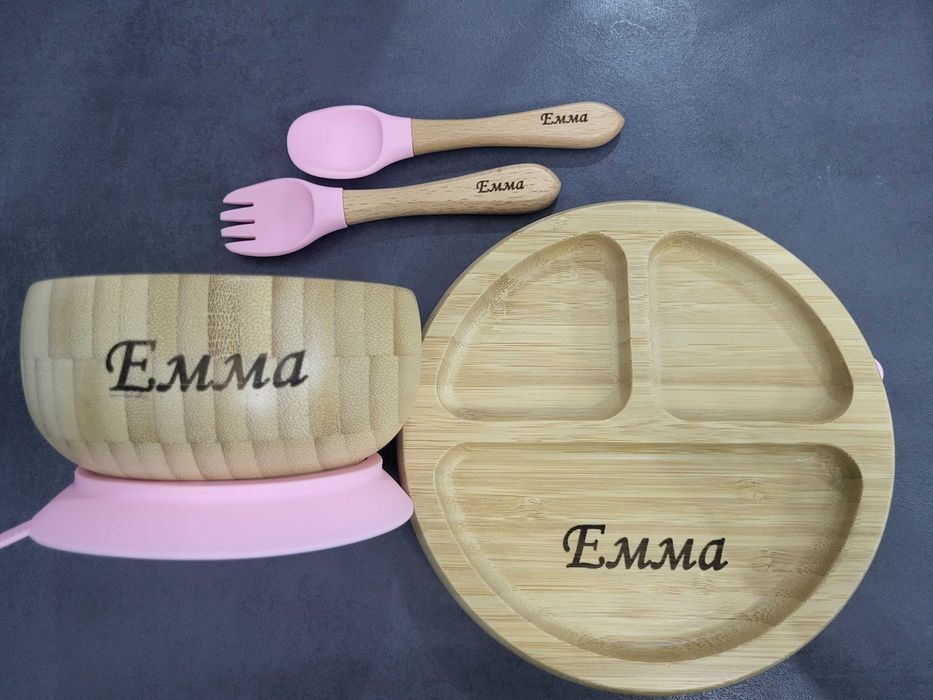 Персонализиран бамбуков сет за хранене