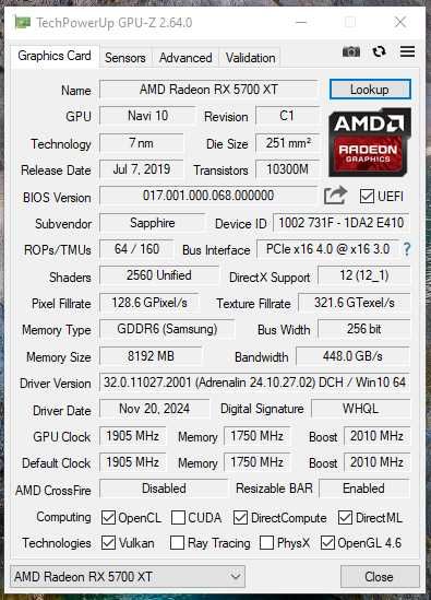 Видео карта Saphire RX5700XT 8GB