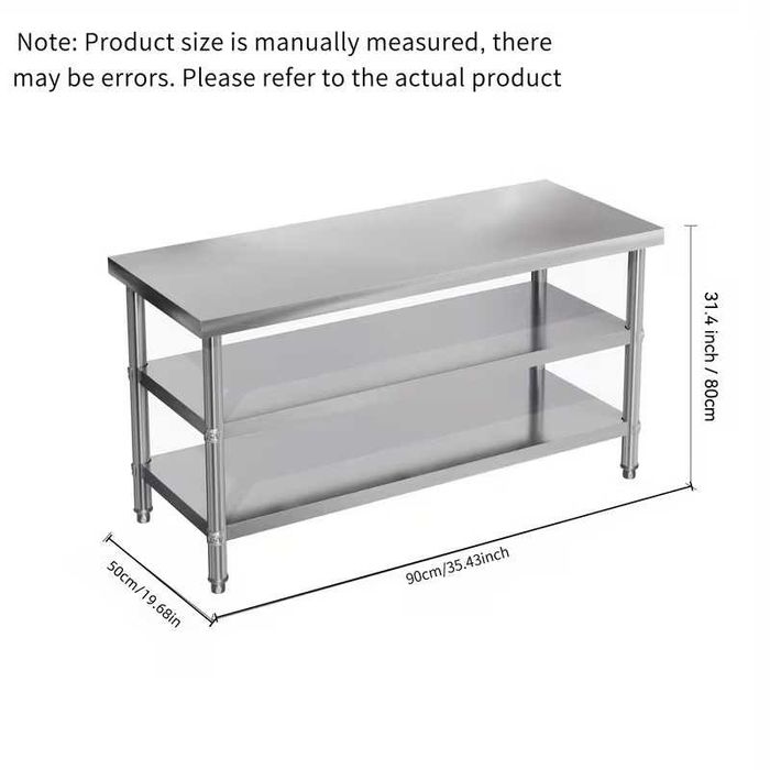 masa  de inox 2 polite pe roti 90x50x85 cm bucatarie interior exterior