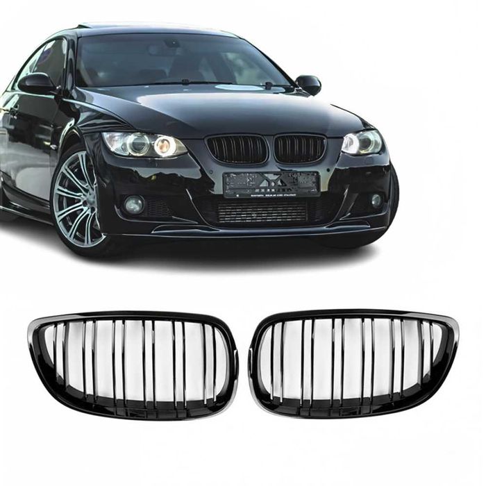 Grile duble BMW Seria 3 E92 E93, 2006-2010 - Negru lucios