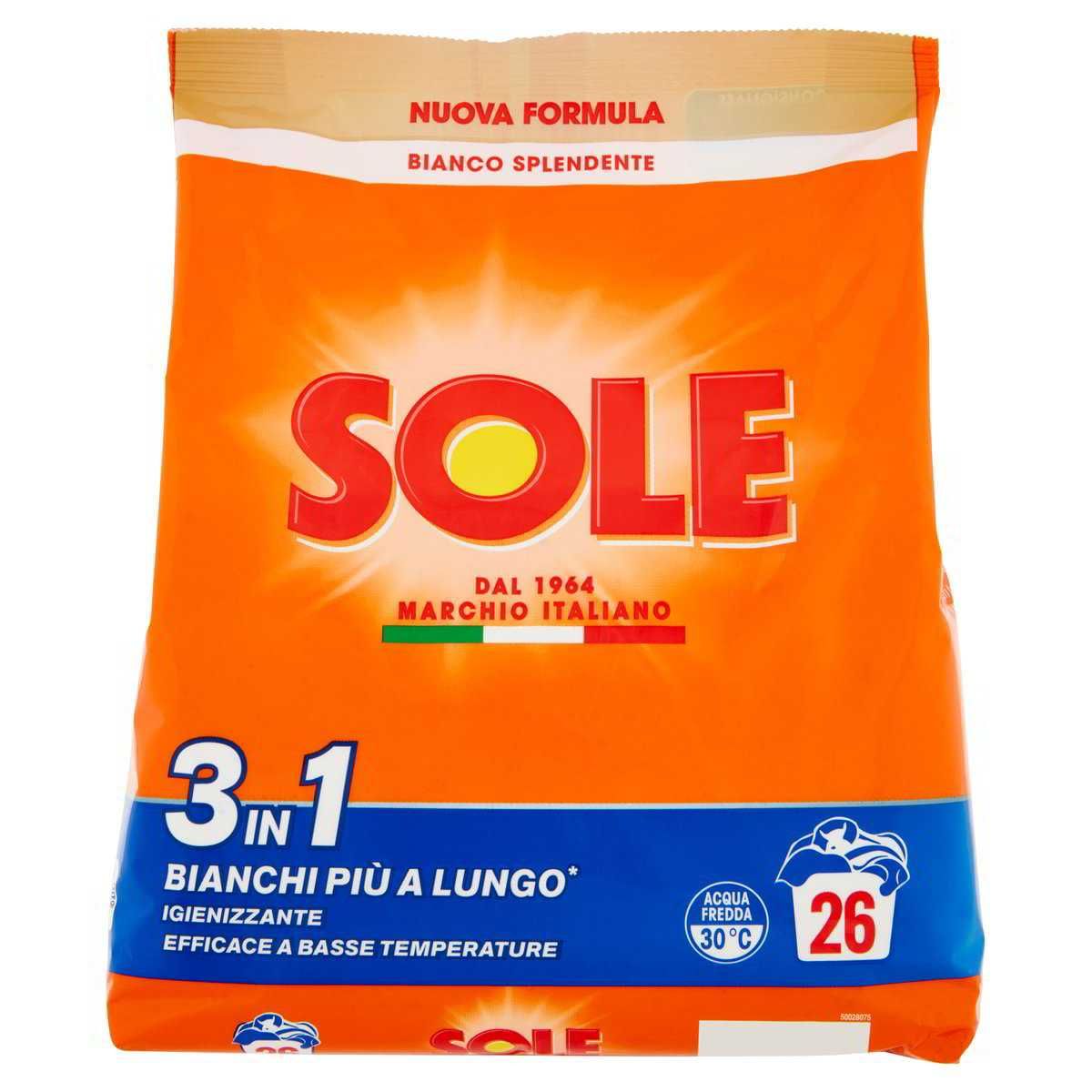 сух прах SOLE Bianco Splendente за бяло пране 26 изпирания внос Италия