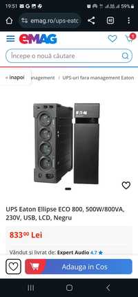 UPS Eaton Ellipse ECO 800, 500W/800VA, 230V, USB, LCD, Negru (sigilat)